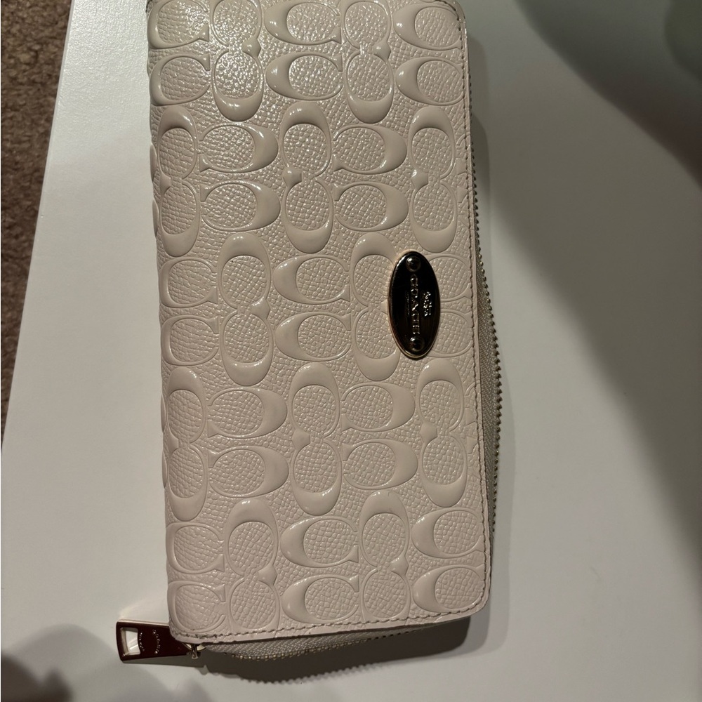 Coach Cream Embossed Leather Wallet